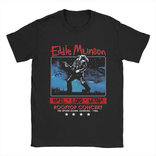 T-shirt homme Stranger Things Eddie Munson Rooftop Concert 1986 vu de face