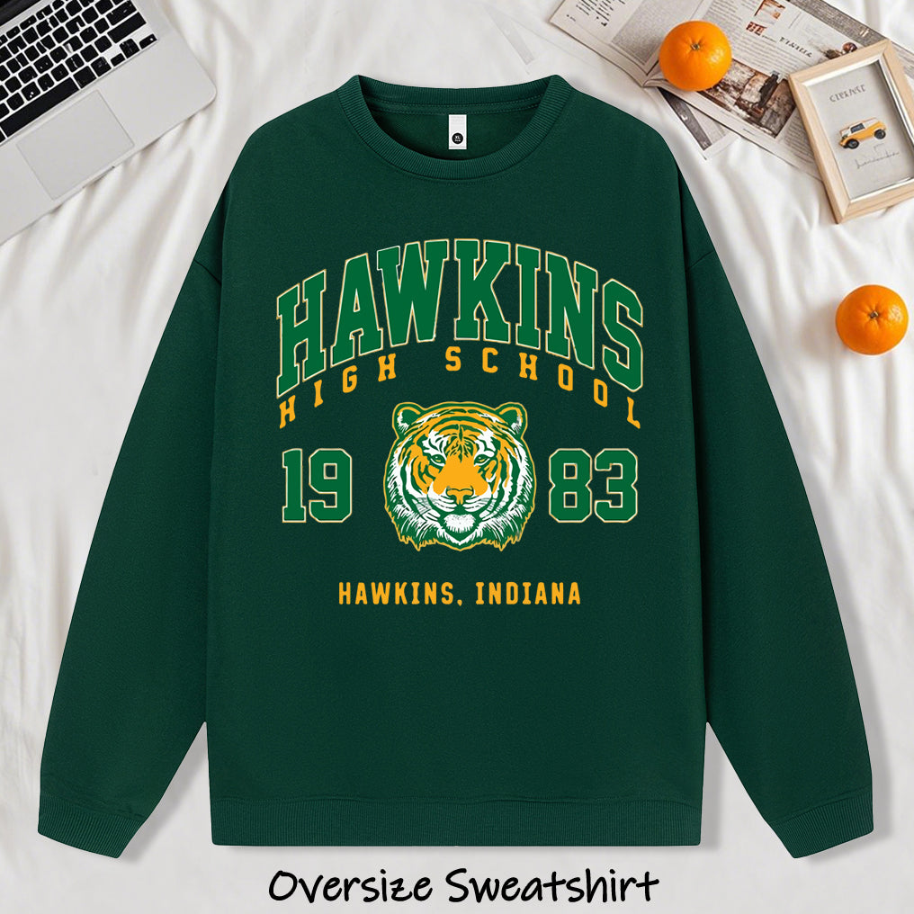 Sweat oversize Stranger Things Hawkins High School tigre – coloris Green