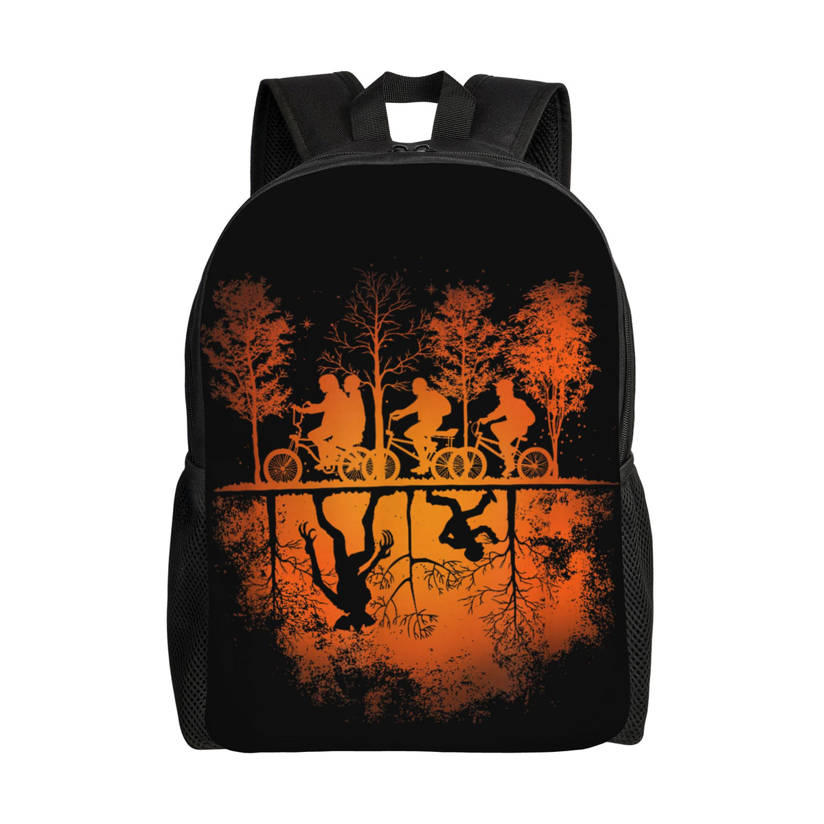 Sac à dos Stranger Things forêt renversée orange vu de face