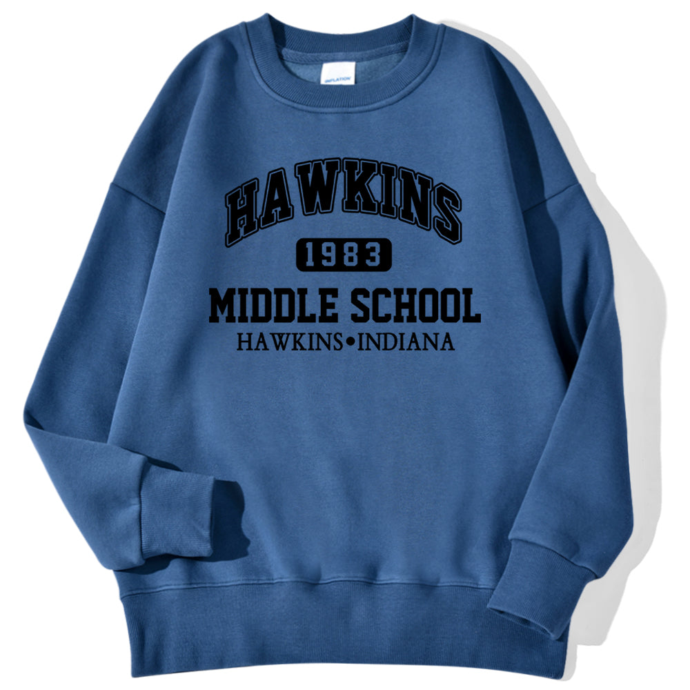 Sweat Stranger Things Hawkins Middle School homme – coloris Bleu brume