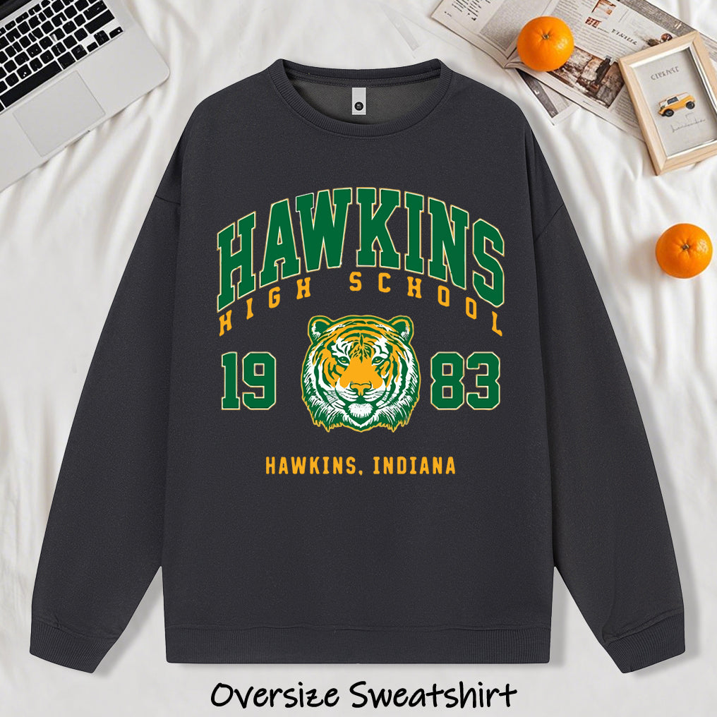 Sweat oversize Stranger Things Hawkins High School tigre – coloris Dark Gray 2