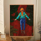 Poster adesivo Stranger Things Max sopra la foresta rossa