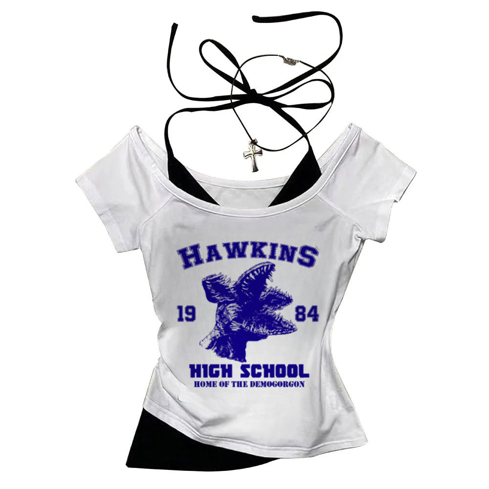 Crop top Stranger Things Hawkins High School vu de face