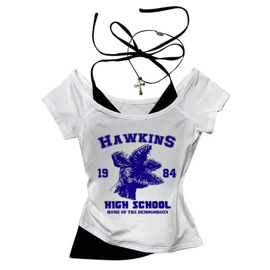Crop top Stranger Things Hawkins High School vu de face