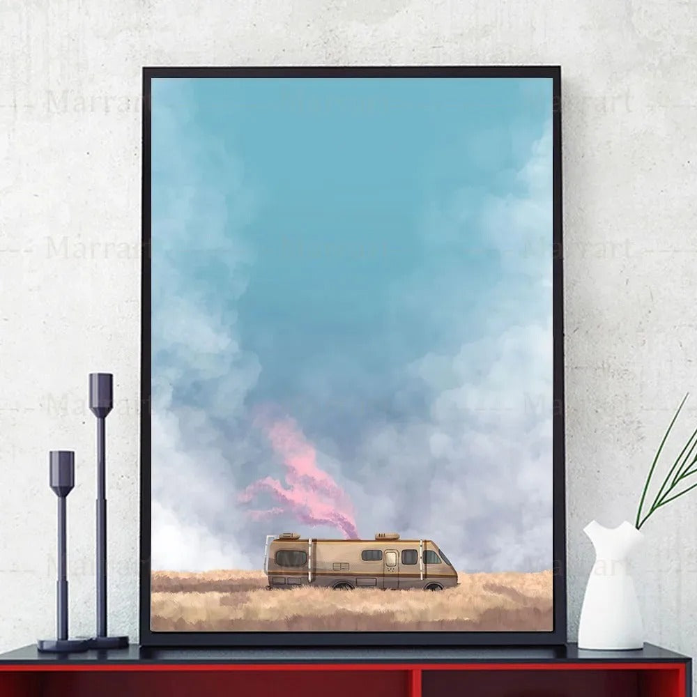 Poster Stranger Things le van sur la route vu de face