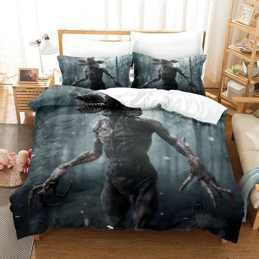 Parure de lit Stranger Things Demogorgon dans la brume vu de face