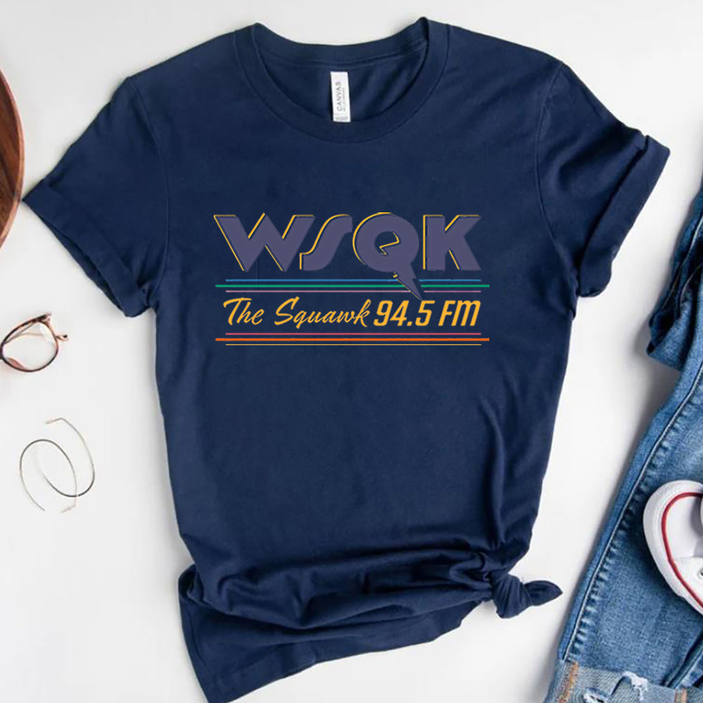 T-shirt homme Stranger Things WSQK The Squawk 94.5 FM – coloris Bleu marine