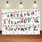 Fondale Stranger Things muro dell'alfabeto sfondo bianco