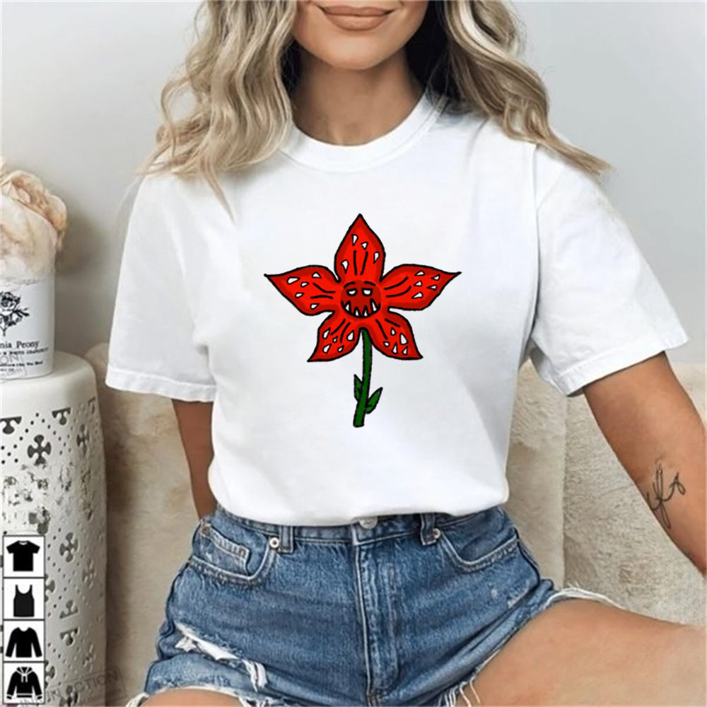 T-shirt femme Stranger Things corolle du Demogorgon vu de face