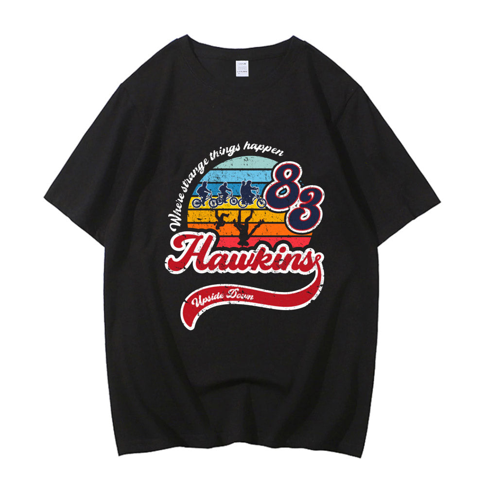 T-shirt homme Stranger Things Hawkins Upside Dosaur vu de face
