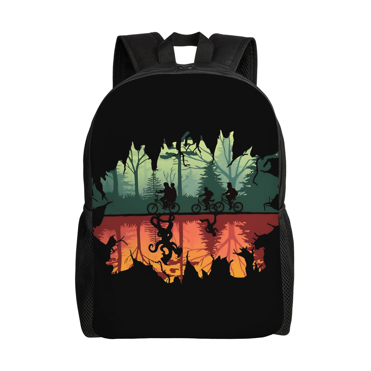 Sac à dos Stranger Things Hawkins à l'envers vélos vu de face