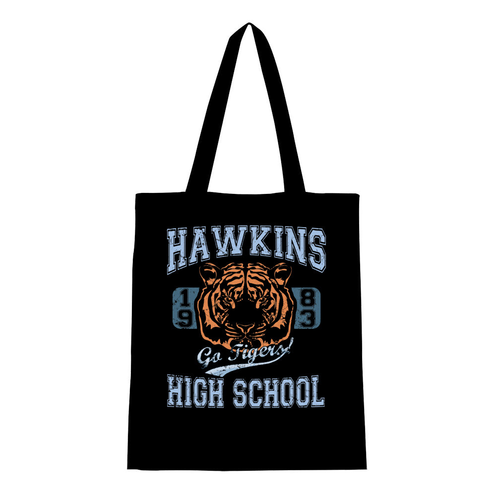 Tote bag Stranger Things Hawkins High School tigre noir vu de face