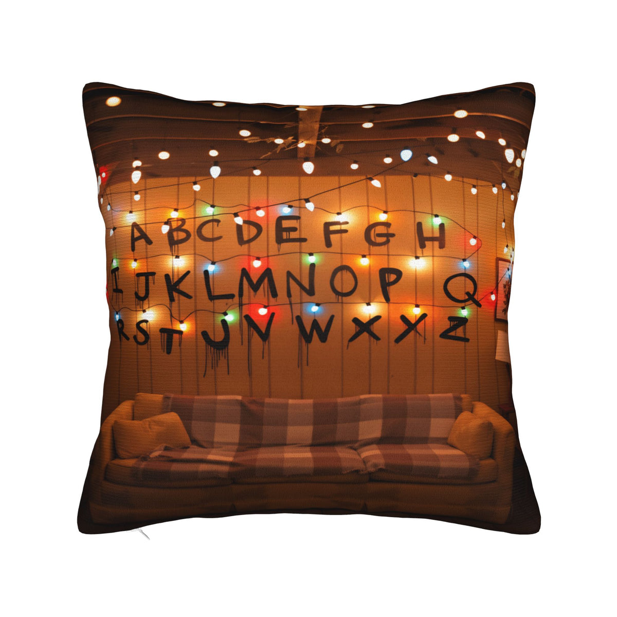 Housse de coussin Stranger Things salon de Joyce vu de face