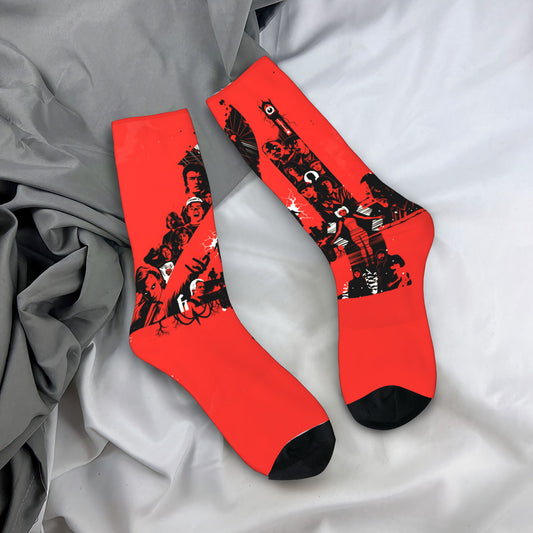 Chaussettes Stranger Things collage rouge vu de face