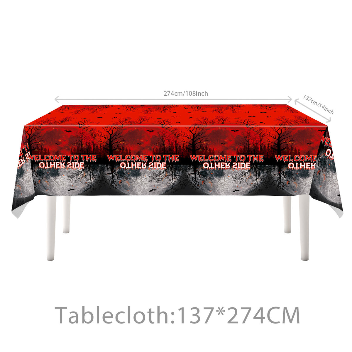 Nappe Stranger Things Welcome to the Other Side 137 x 274 cm vu de face