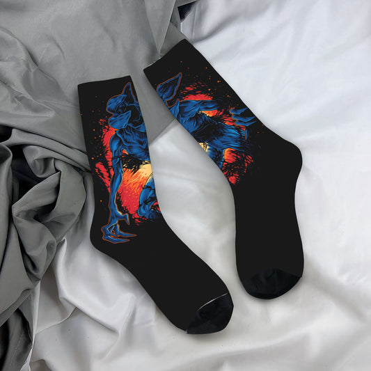 Chaussettes Stranger Things Demogorgon néon bleu vu de face