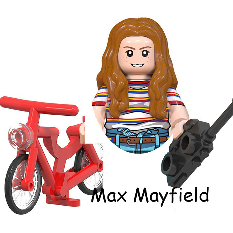 Mini figurine à construire Stranger Things Max Mayfield et son vélo rouge vu de face