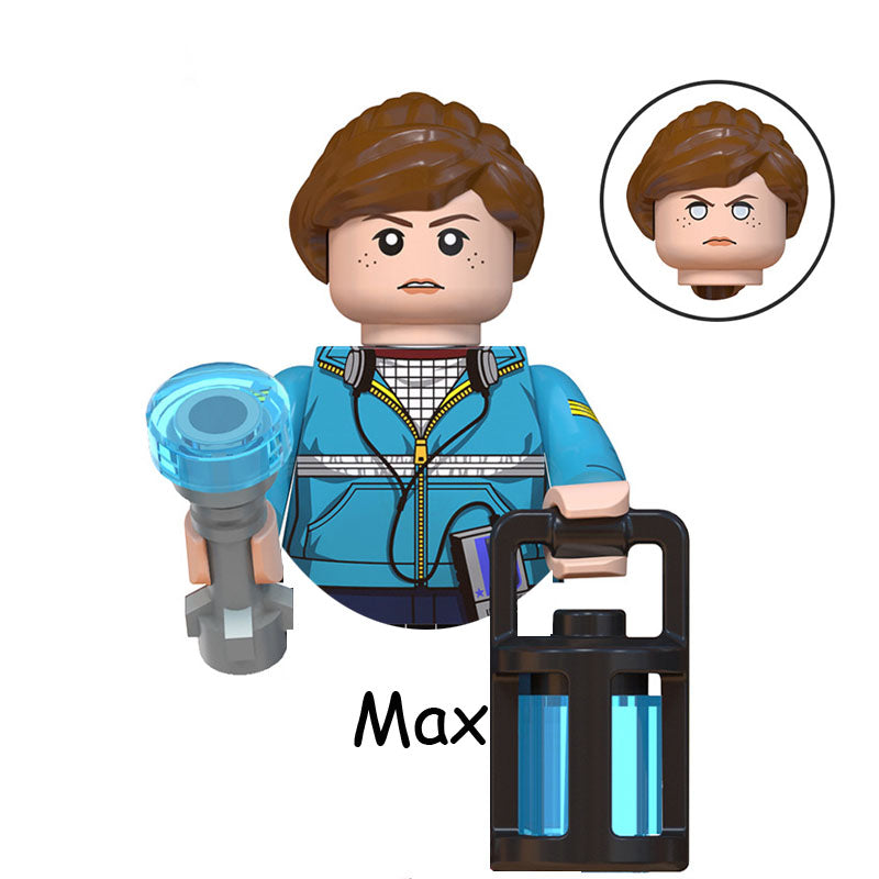 Mini figurine à construire Stranger Things Max Mayfield et ses fioles vu de face
