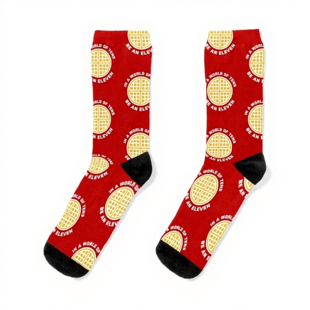 Chaussettes Stranger Things gaufres rouges Onze vu de face