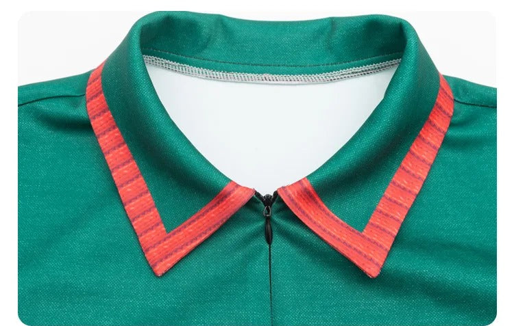 Colletto a punta bordato di rosa della maglia verde del costume Holly Wheeler Stranger Things