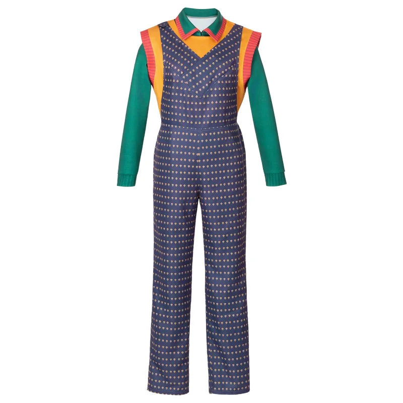 Costume cosplay Holly Wheeler Stranger Things stagione 5, completo da donna: tuta viola, maglia verde e gilet arancione