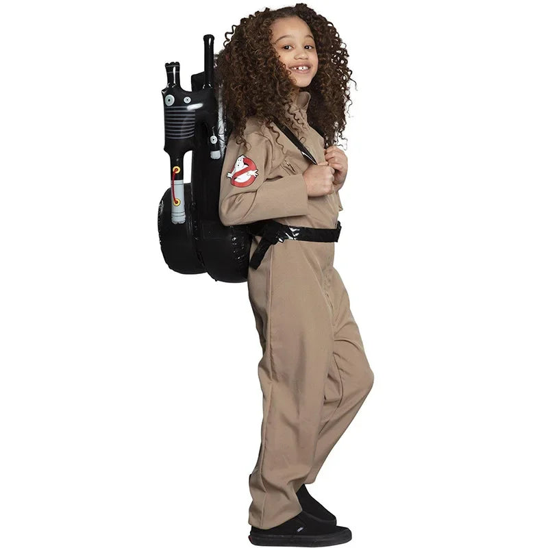 Bambina con la tuta Ghostbusters Stranger Things stagione 2, di profilo