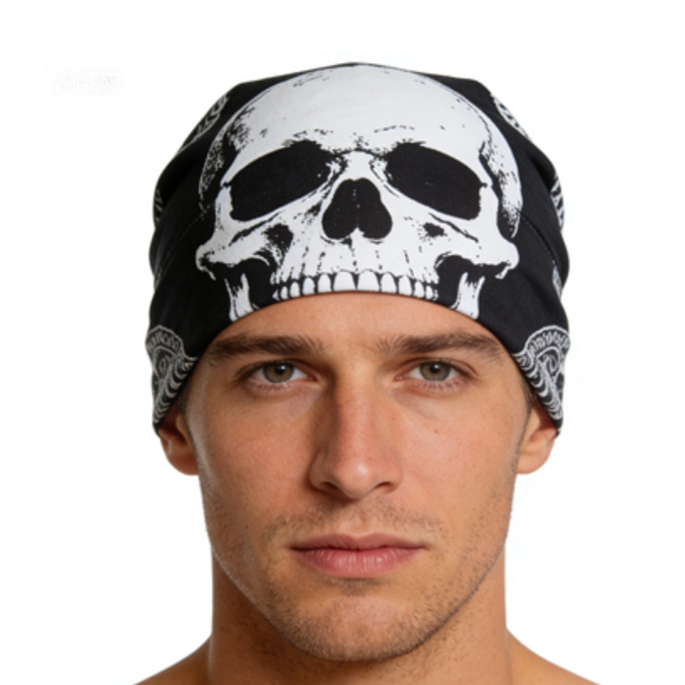 Bandana Stranger Things squelette style Eddie Munson vu de face