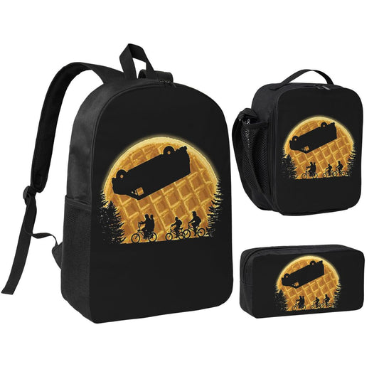 Sac à dos étudiant Stranger Things la lune aux gaufres (3 pièces) vu de face