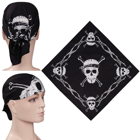 Bandana Stranger Things crâne blanc style Eddie Munson vu de face