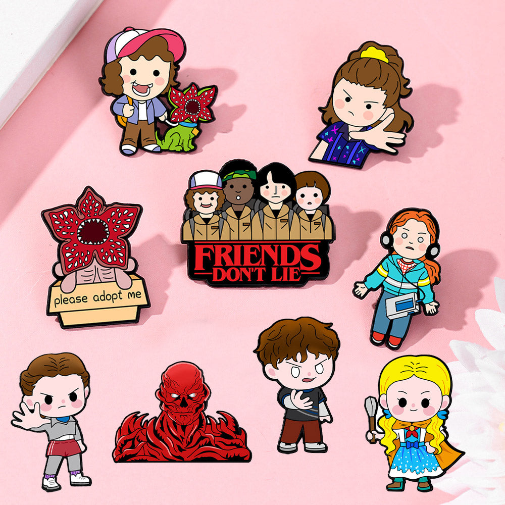 Lot de 9 pin's chibi Stranger Things Hawkins – visuel 2