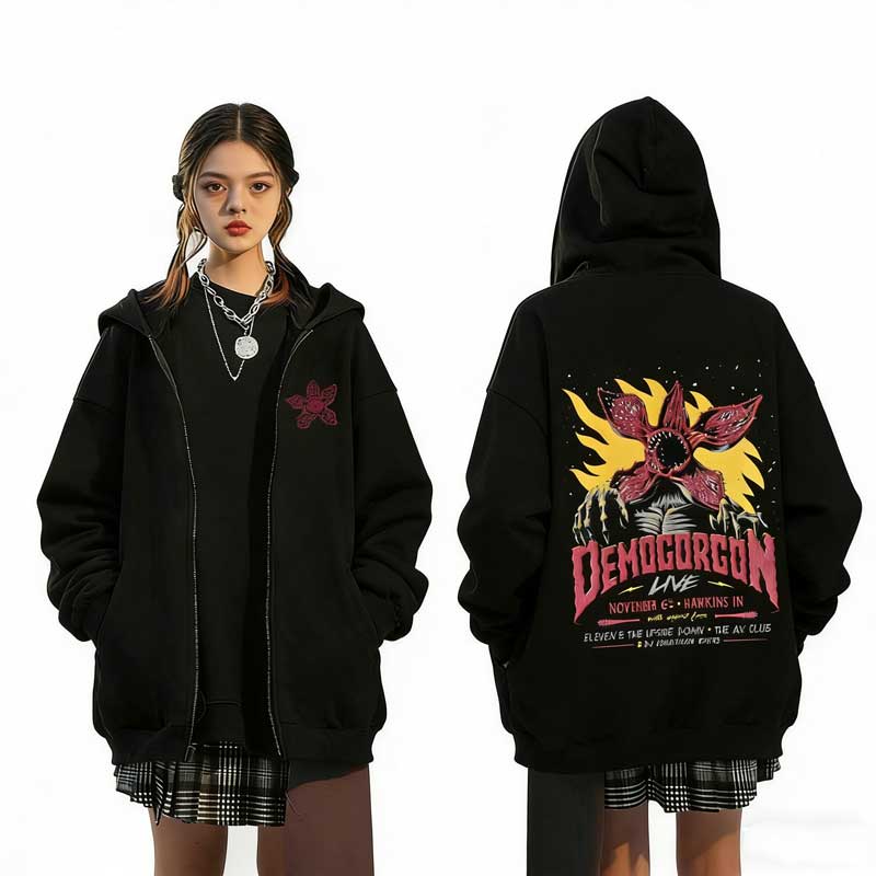 Sweat zippé à capuche Stranger Things Demogorgon Live 1987 – visuel 3
