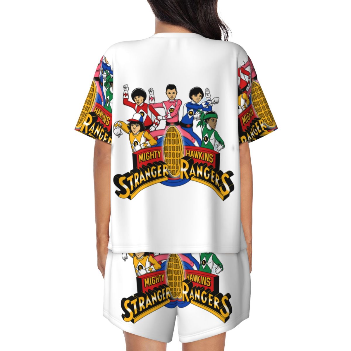Pyjama court femme Stranger Things Mighty Hawkins Rangers – visuel 3