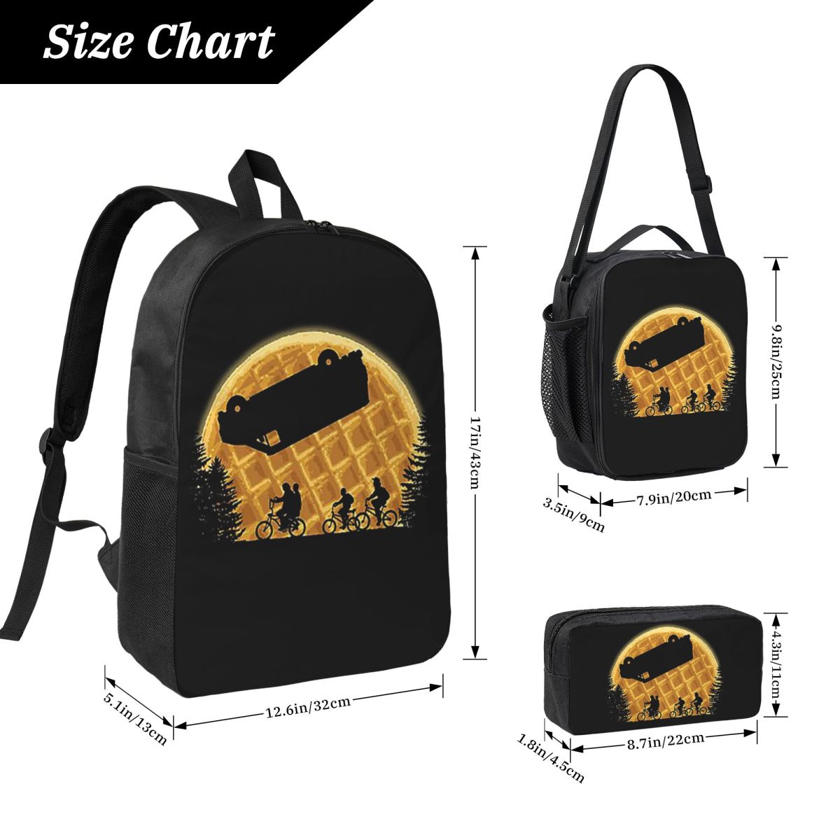 Sac à dos étudiant Stranger Things la lune aux gaufres (3 pièces) – visuel 4