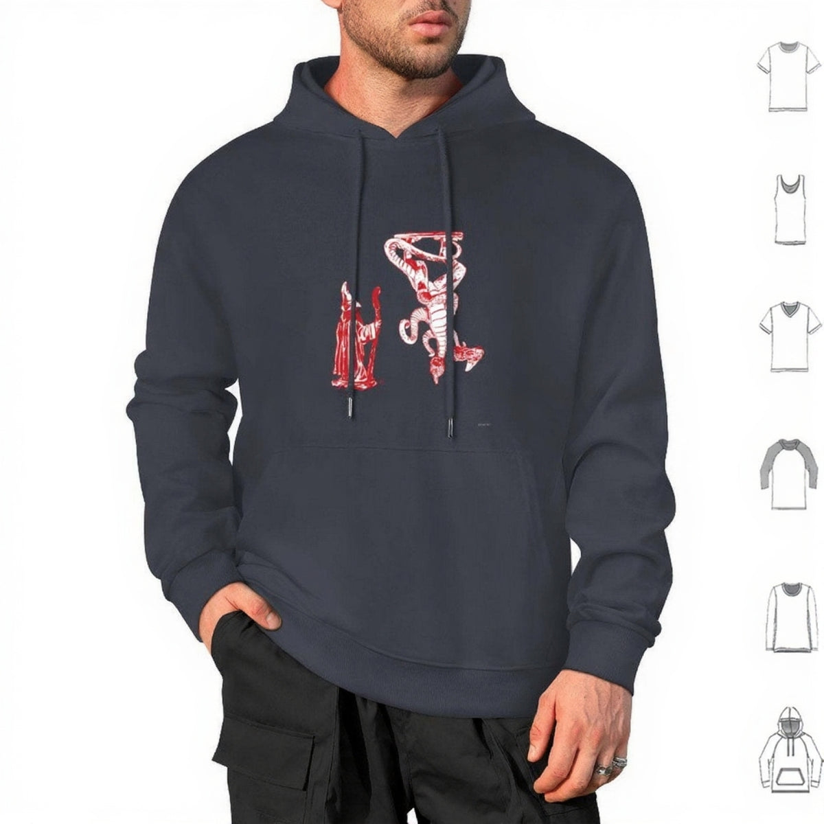 Hoodie Stranger Things croquis du Demogorgon – coloris Gris foncé