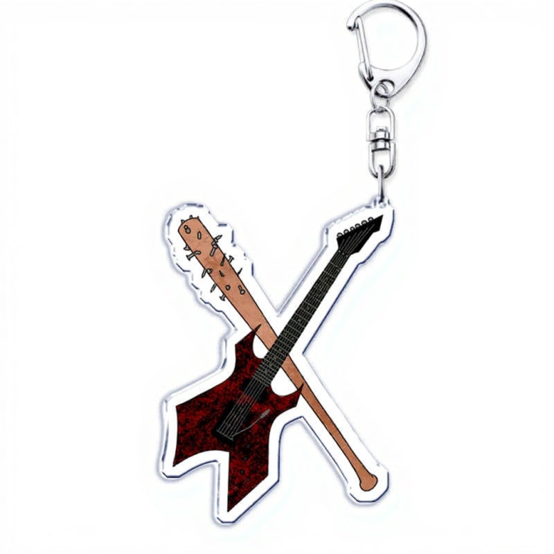 Porte-clés Stranger Things guitare d'Eddie vu de face