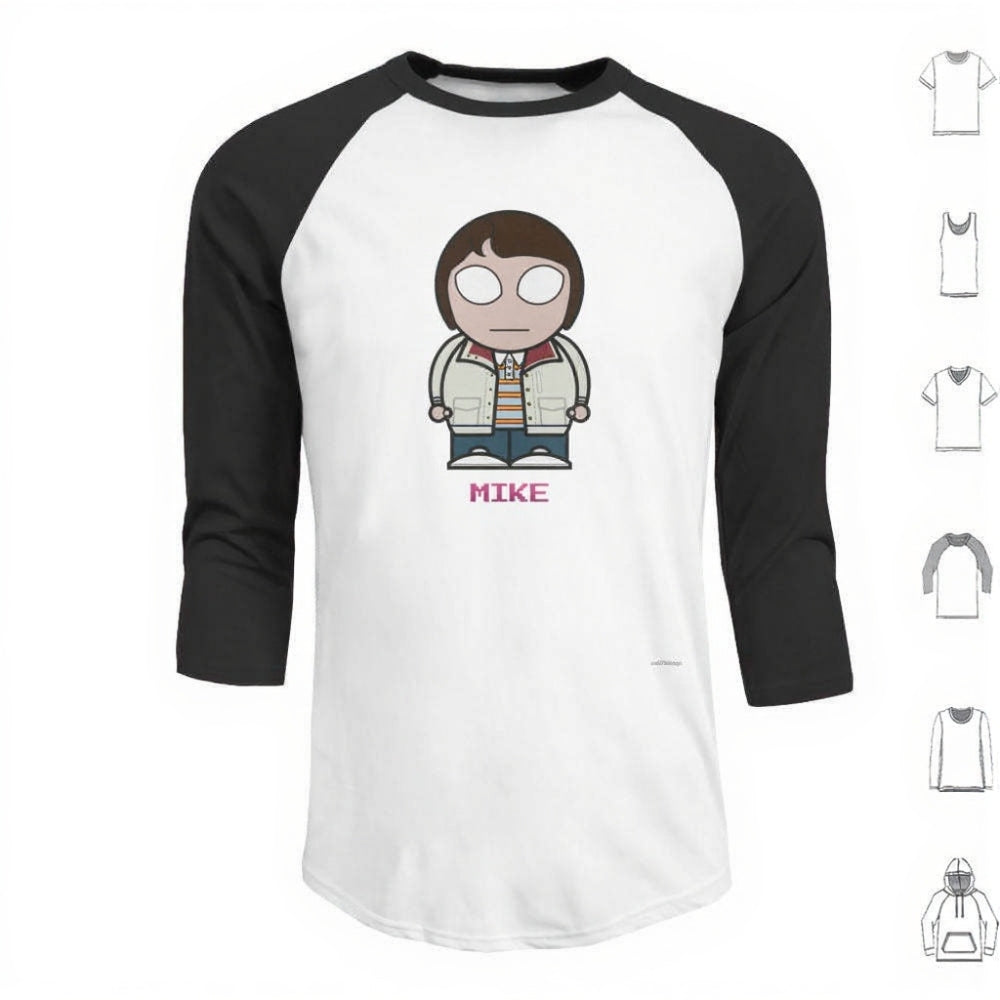 T-shirt homme baseball manches 3/4 Stranger Things Mike Wheeler – coloris Noir