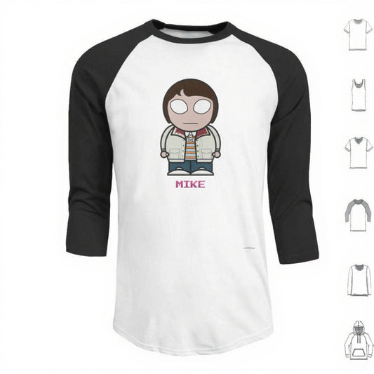 T-shirt homme baseball manches 3/4 Stranger Things Mike Wheeler – coloris Noir