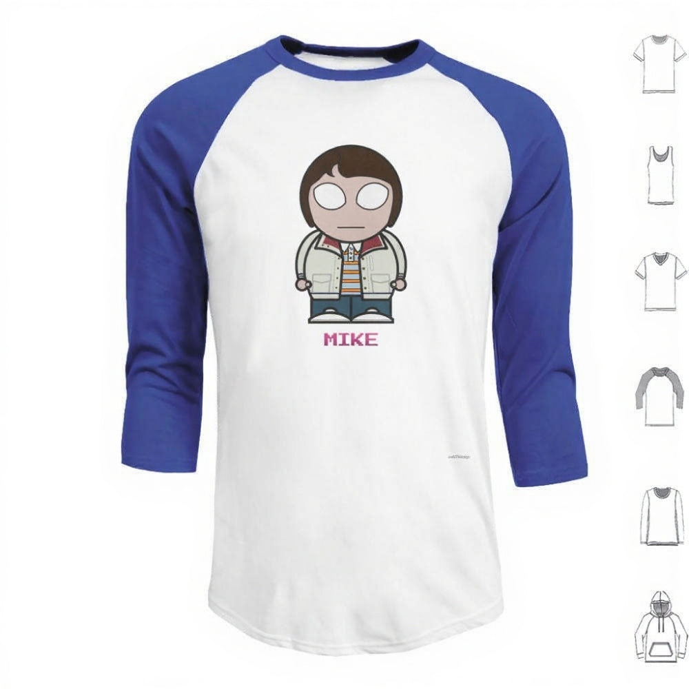 T-shirt homme baseball manches 3/4 Stranger Things Mike Wheeler – coloris Bleu