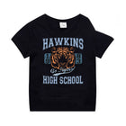 T-shirt da bambino nera Stranger Things Hawkins High School tigre