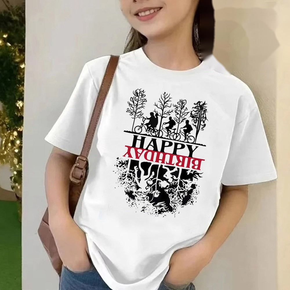 T-shirt enfant Stranger Things les vélos de Hawkins vu de face