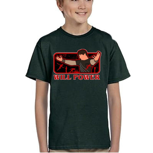T-shirt enfant vert Stranger Things Will Power vu de face