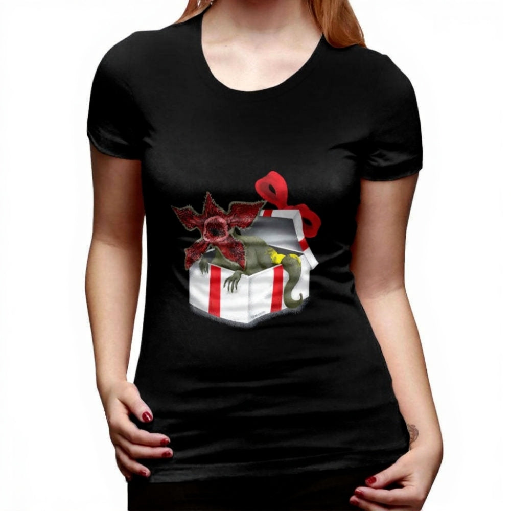T-shirt femme Stranger Things Demogorgon cadeau de Noël – coloris Noir