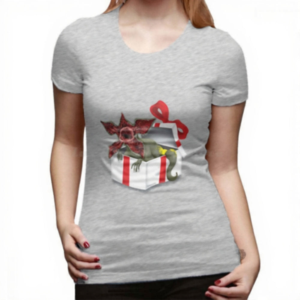 T-shirt femme Stranger Things Demogorgon cadeau de Noël – coloris Gris