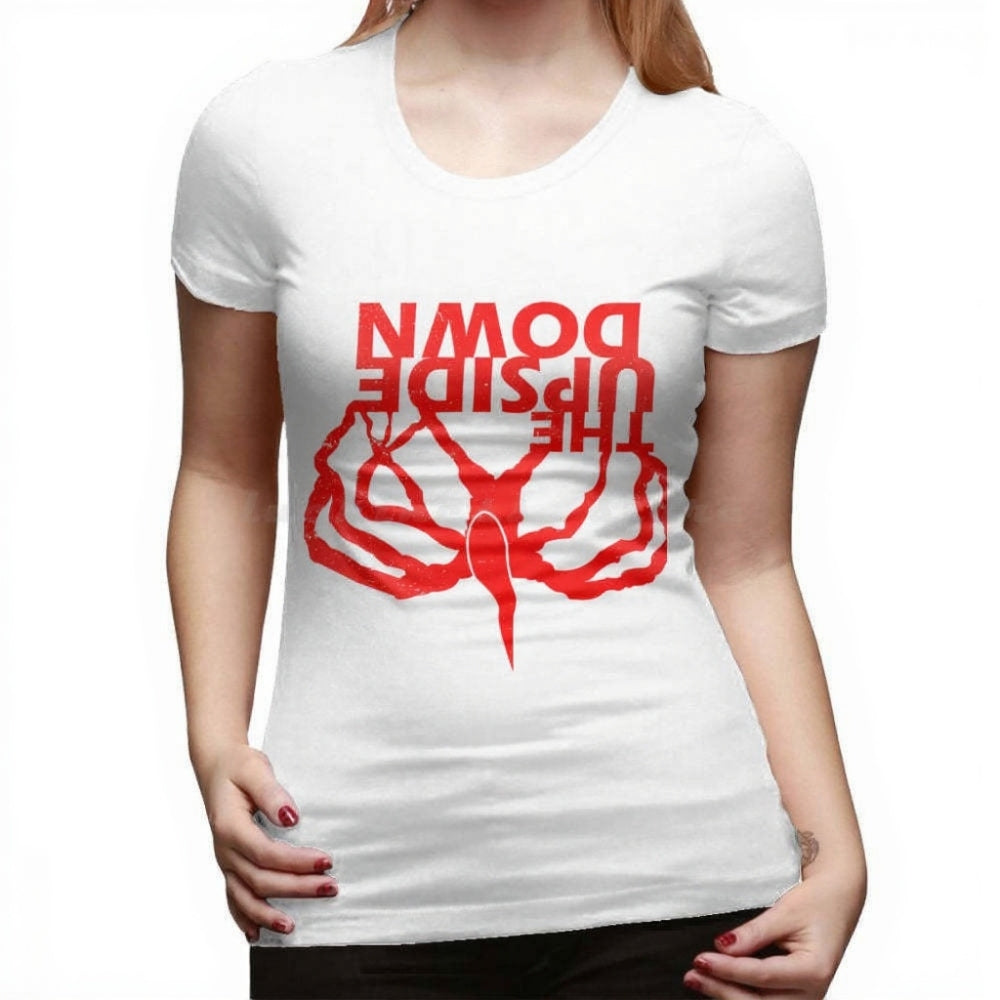 T-shirt femme Stranger Things Upside Down miroir – coloris Blanc