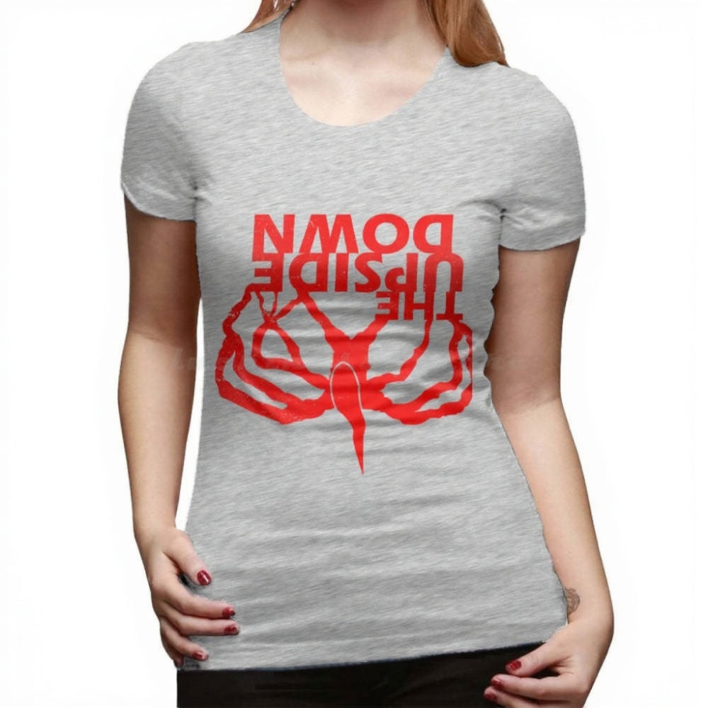 T-shirt femme Stranger Things Upside Down miroir – coloris Gris