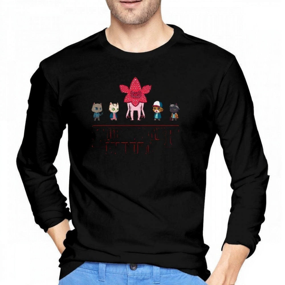 T-shirt homme manches longues Stranger Things Stranger Kittens – coloris Noir