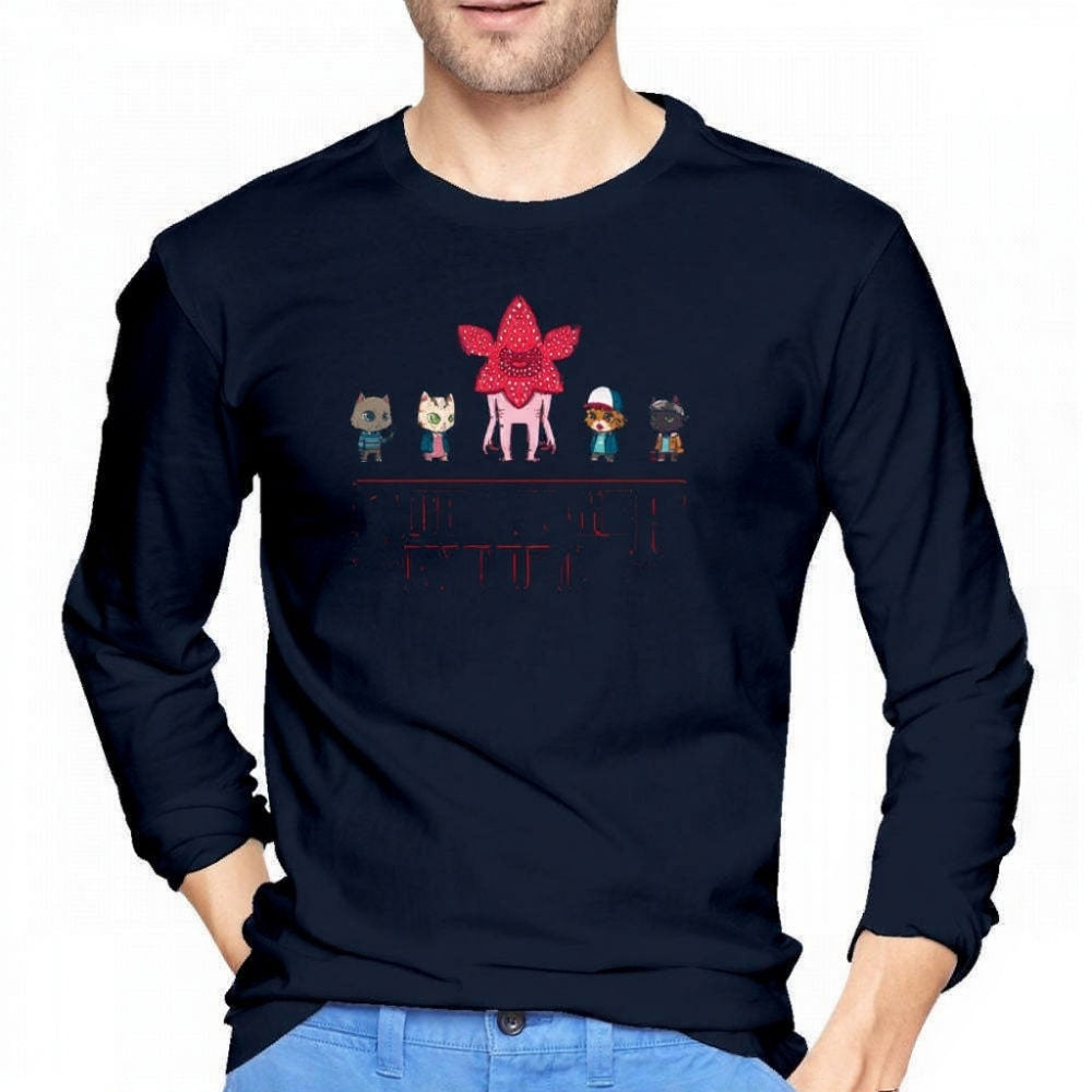 T-shirt homme manches longues Stranger Things Stranger Kittens – coloris Bleu marine