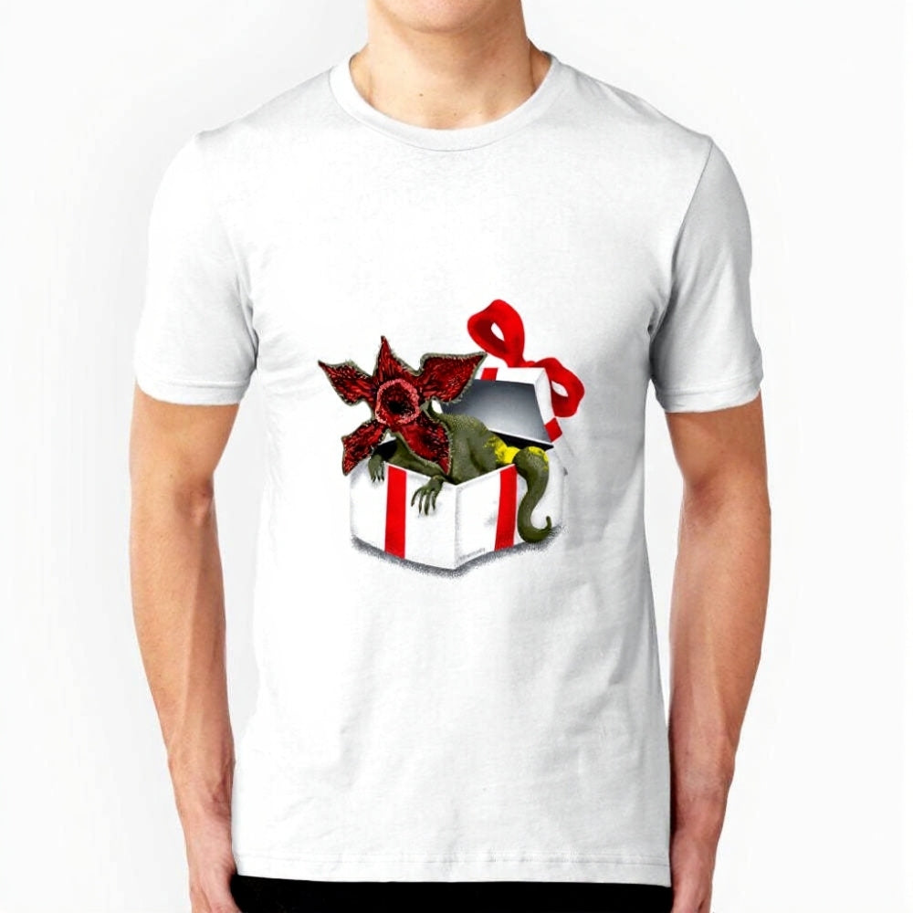 T-shirt homme Stranger Things Demogorgon cadeau de Noël – coloris Blanc