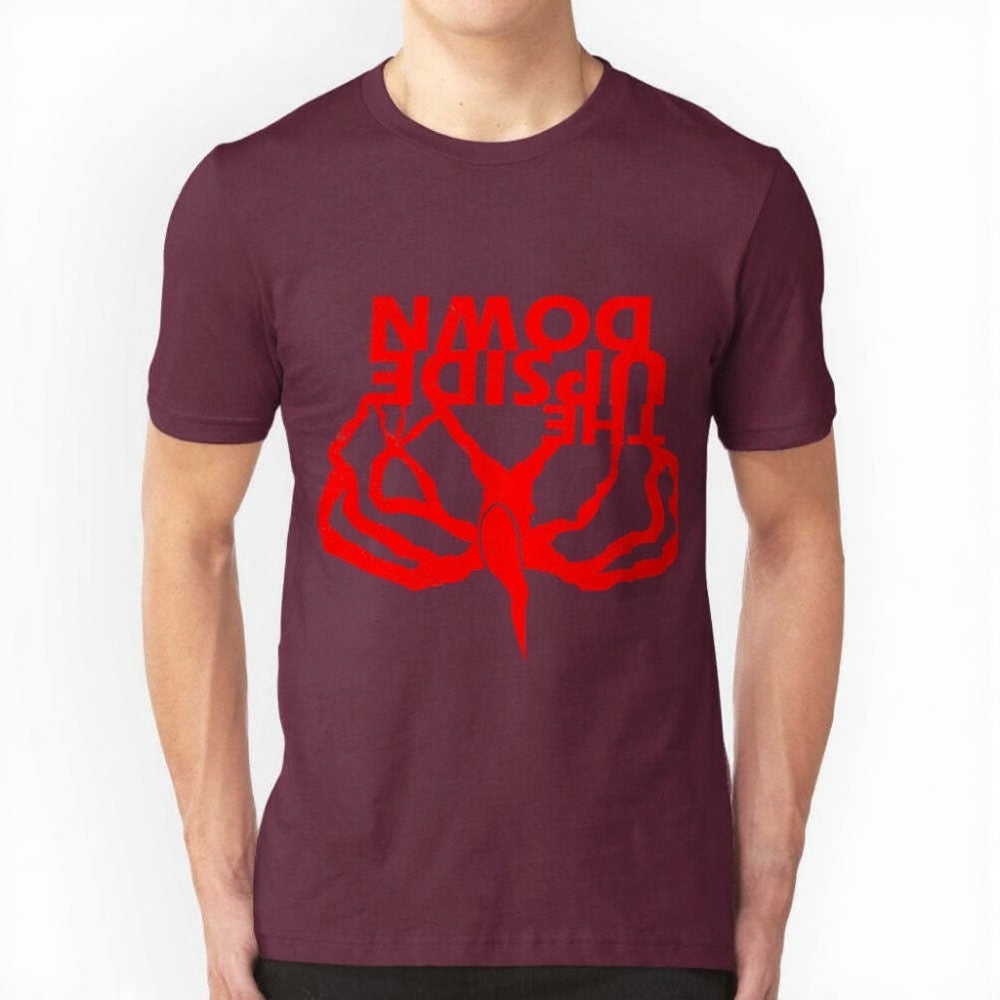 T-shirt homme Stranger Things Upside Down miroir – coloris Bordeaux