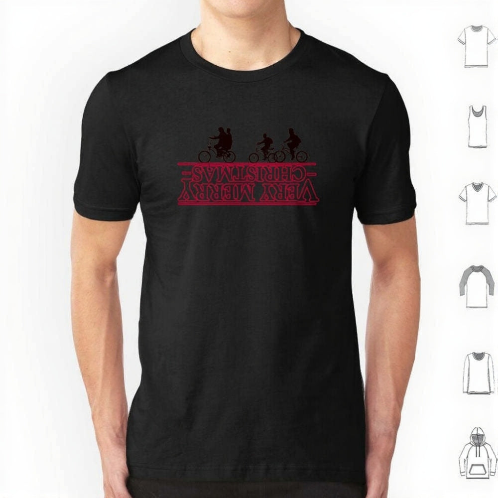 T-shirt homme Stranger Things Very Merry Christmas à l'envers – coloris Noir